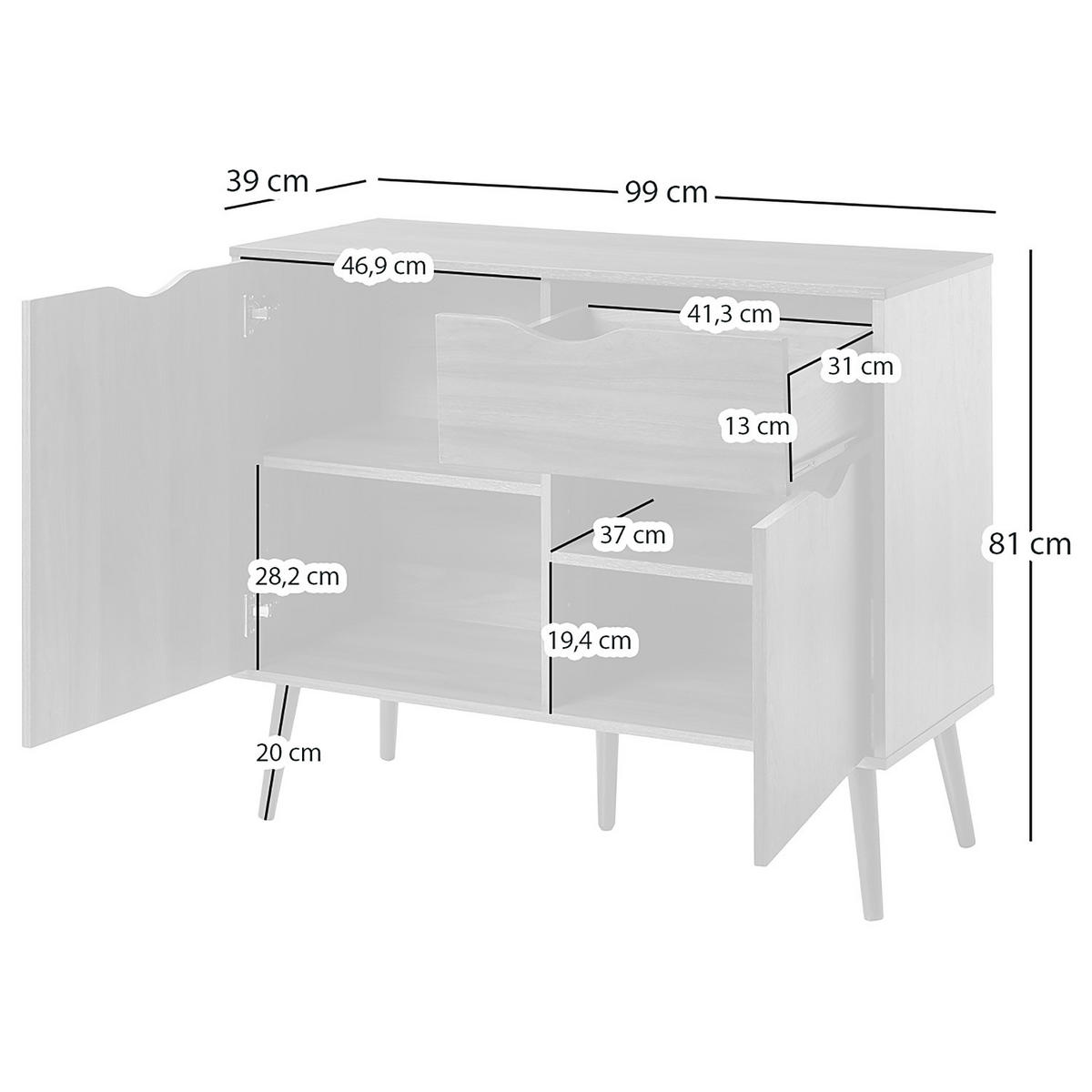 KOMMODE - 1 Schublade, Walnuss Dekor - Walnussfarben, Holz/Holzwerkstoff (99/81/39cm) - home24