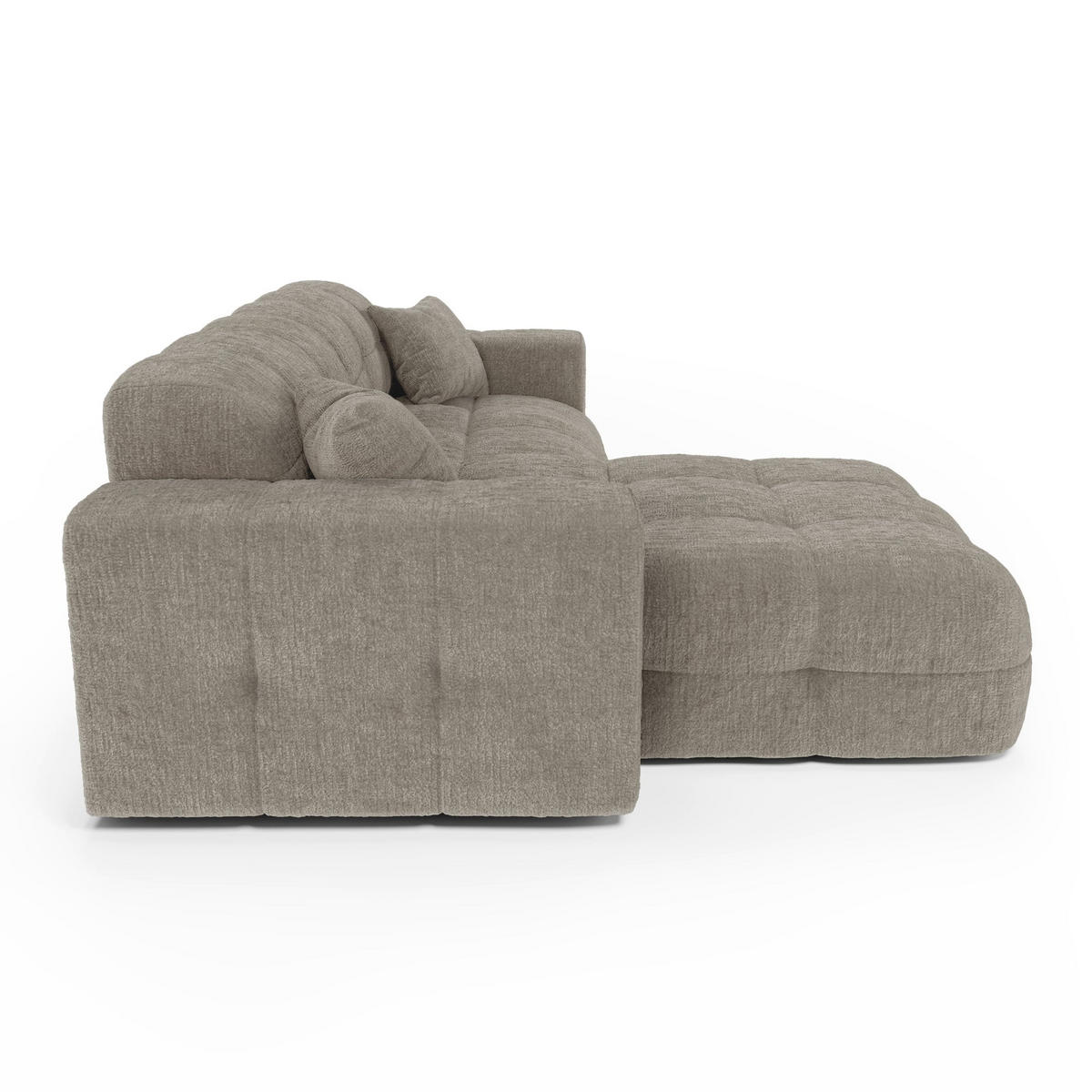 ECKSOFA (links) COCOON Geprägter Samt Taupe 230cm - Taupe, Textil (230/155cm) - Premium Interiors