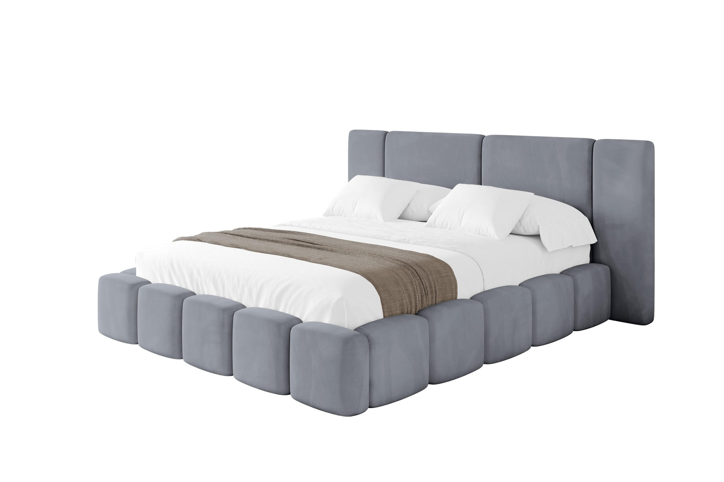 POLSTERBETT mit Bettkasten und Lattenrost, Boxbett ohne Matratze - NILO 160x200 Grau - Grau, Holzwerkstoff/Textil (160/200cm) - ALTDECOR