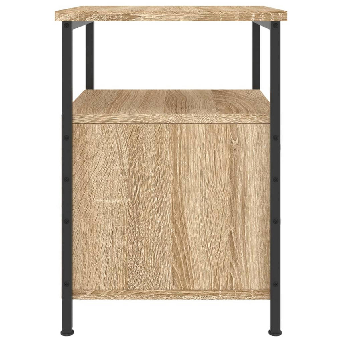 NACHTTISCH 2-teilig mit 2 Schubladen 34/35,5/50 cm aus Holzwerkstoff in Sonoma-Eiche Dekor - Schwarz/Sonoma Eiche, Holz/Metall (35.5/50/34cm) - vidaXL