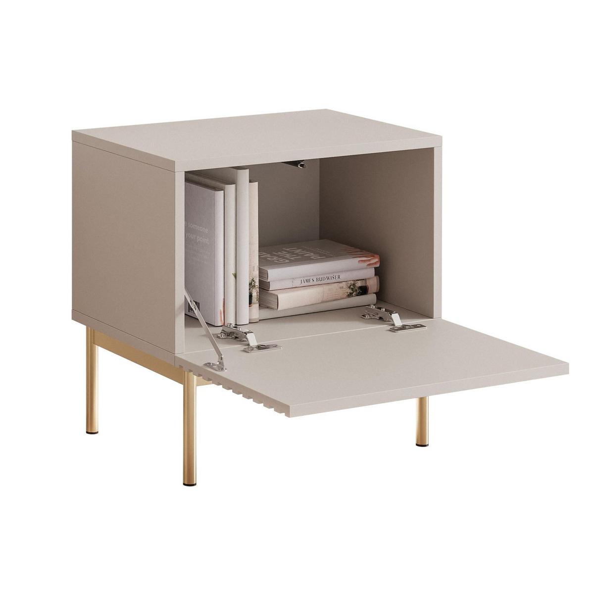 NACHTTISCH Linearis Kaschmirgrau 46 cm - Taupe/Kaschmir, Holzwerkstoff (35.9/45.4/31.6cm) - Selsey