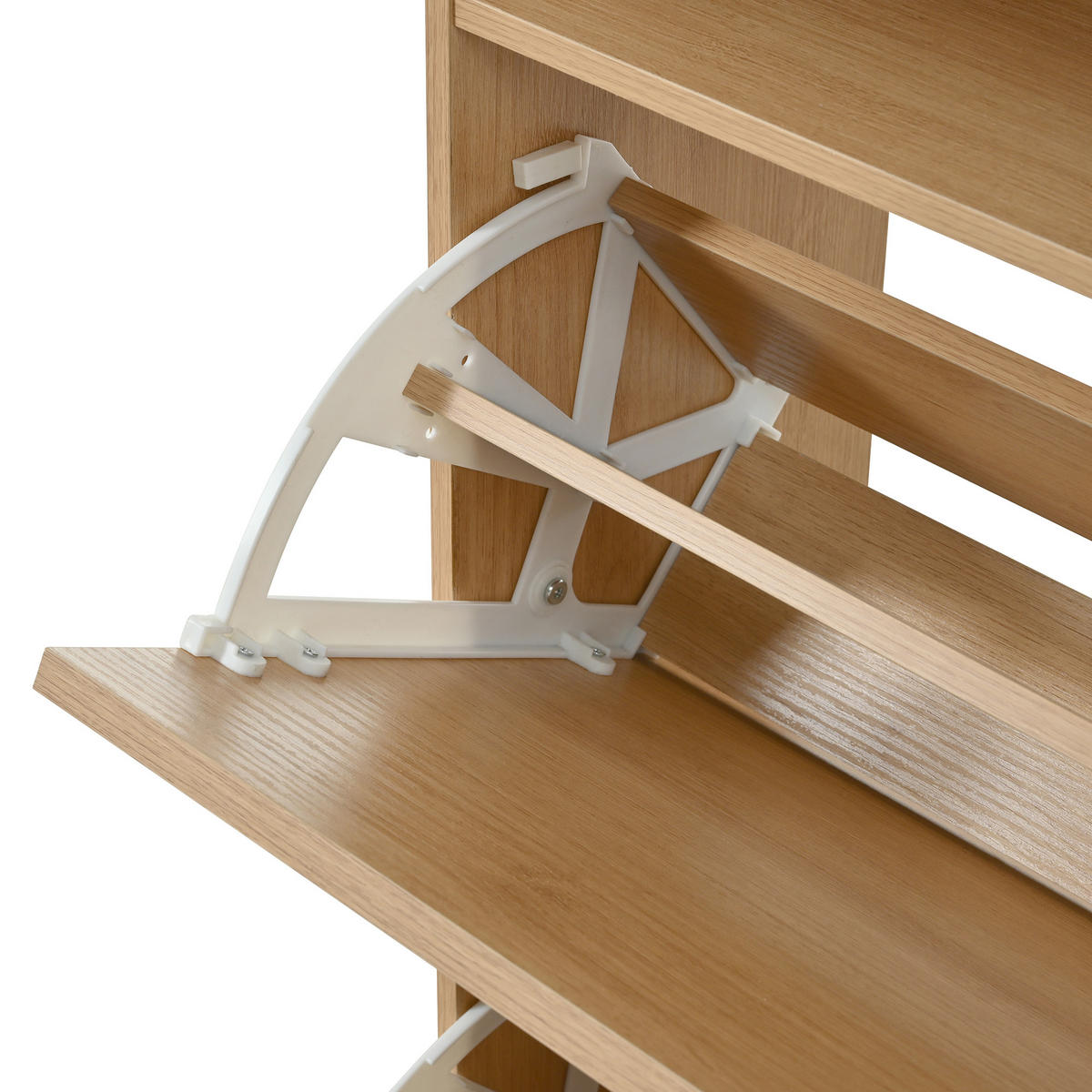 SCHUHSCHRANK mit klappdeckel in natur mit metallgestell, 2 kipper & seitenschrank - Naturfarben, Holzwerkstoff (110/100/24cm) - Urban Meuble