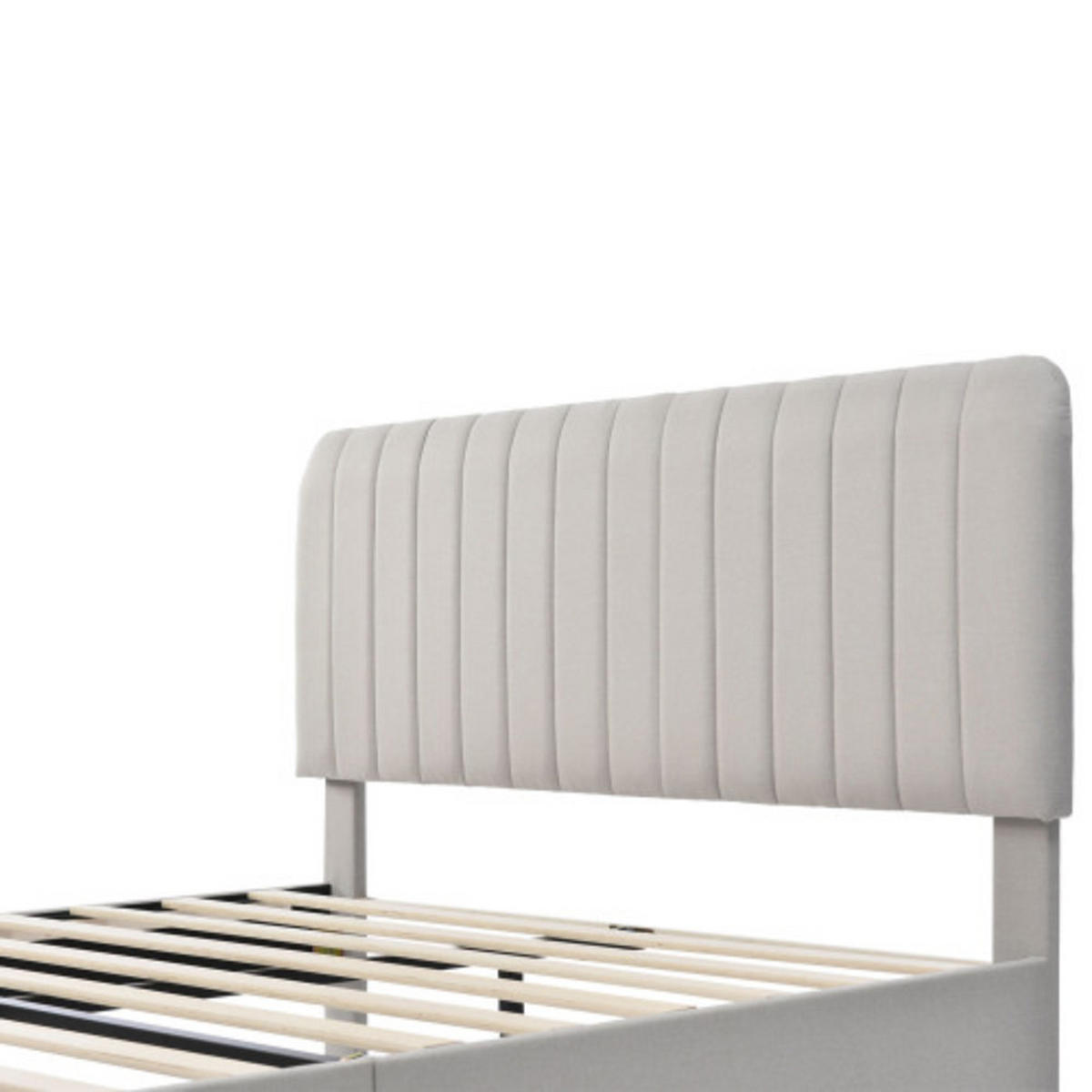 POLSTERBETT 180×200 cm aus Leinen-Stoff mit verstellbarem Kopfteil, beige - Beige, Textil (180/200cm) - Luhomfu