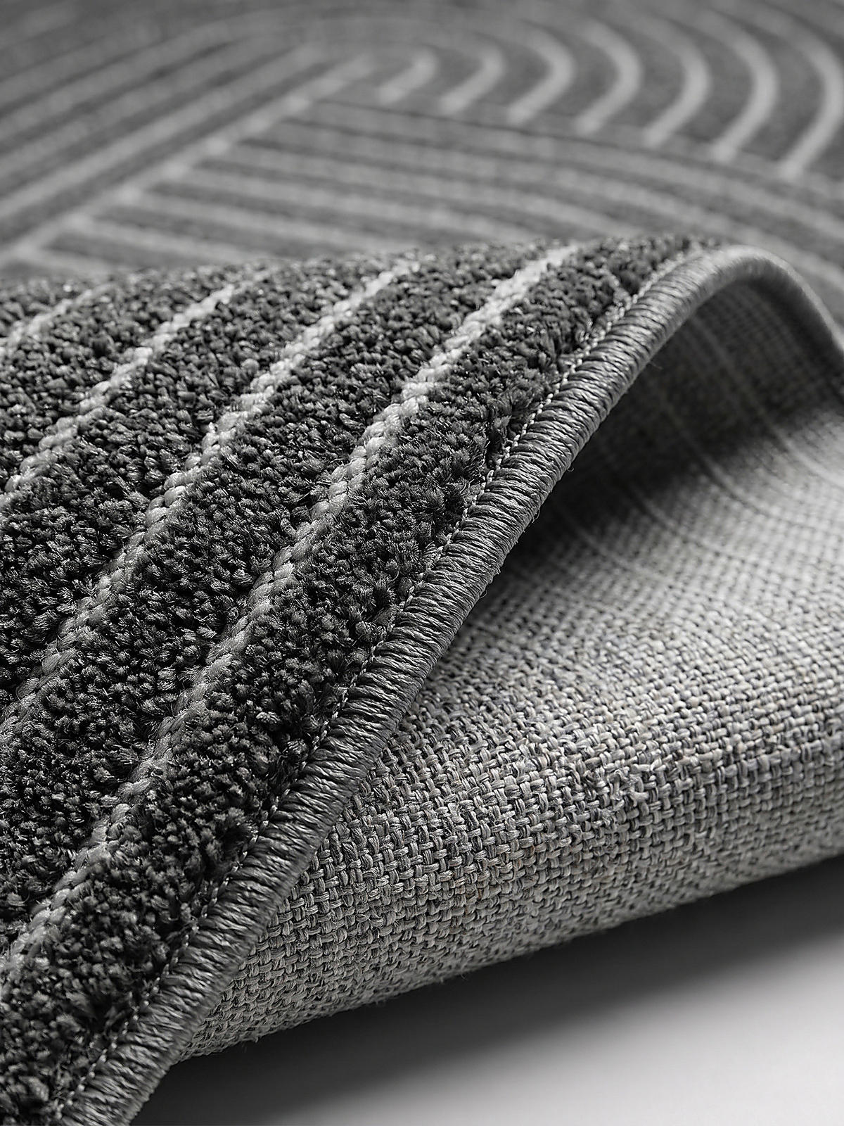 TEPPICH Outdoor Geometrisch MEZEN Polypropylen Anthrazit 80 x 150 cm - Anthrazit, Textil (80/150cm) - KADIMA DESIGN