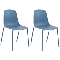 STAPELSTUHL 2er Set Kunststoff Blau - Blau, Kunststoff/Metall (51/85/53cm) - CLP