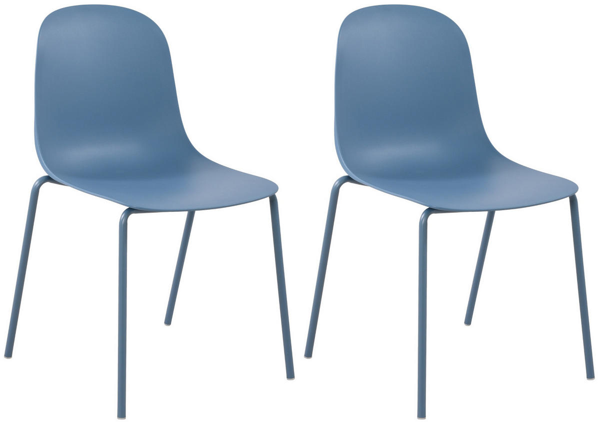 STAPELSTUHL 2er Set Kunststoff Blau - Blau, Kunststoff/Metall (51/85/53cm) - CLP
