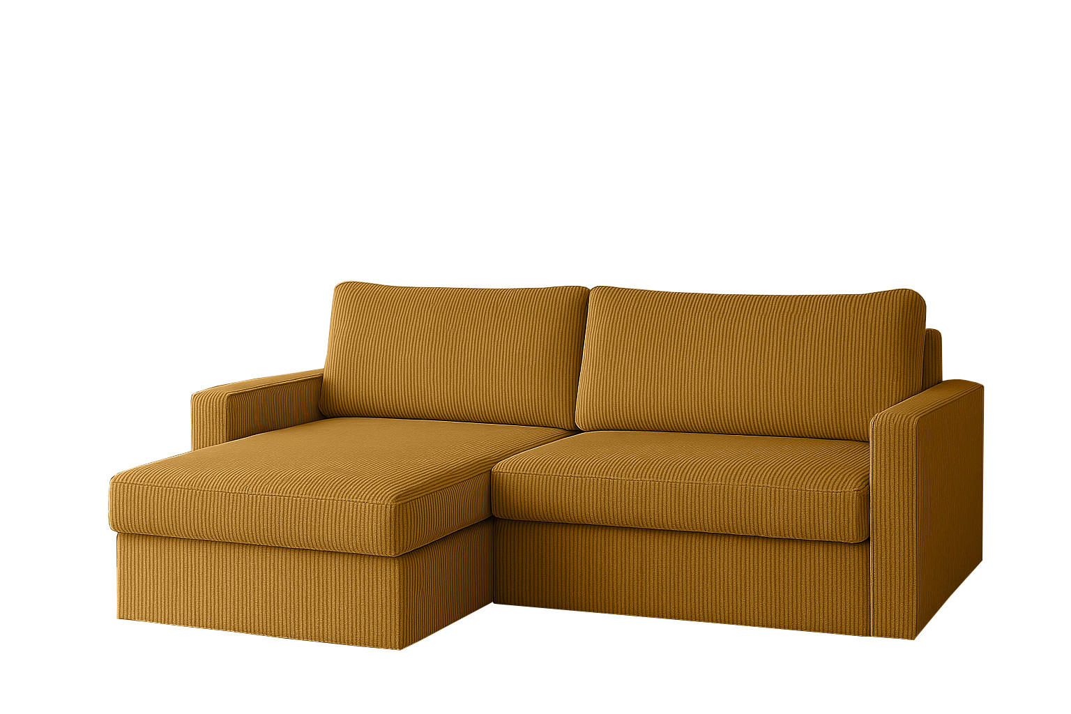 ECKSOFA Mit Schlaffunktion Und Bettzeugablage LUBEKA Stoff Poso Senffarbe Links - Gelb, Holz/Textil (140/147cm) - Kaiser Möbel
