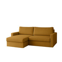 ECKSOFA Mit Schlaffunktion Und Bettzeugablage LUBEKA Stoff Poso Senffarbe Links - Gelb, Holz/Textil (140/147cm) - Kaiser Möbel