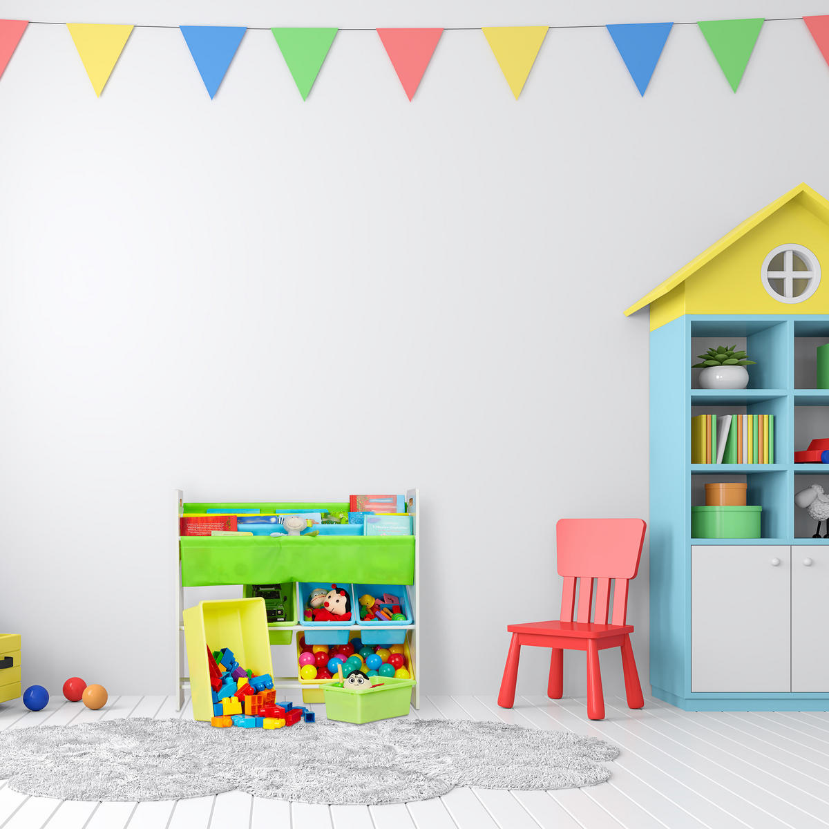 KINDERREGAL - Multicolor, Holzwerkstoff/Kunststoff (86/78/26.5cm) - Relaxdays