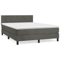BOXBETT Mit Matratze Dunkelgrau 140/200 Cm Samt - Weiß, Textil (140/200cm) - vidaXL