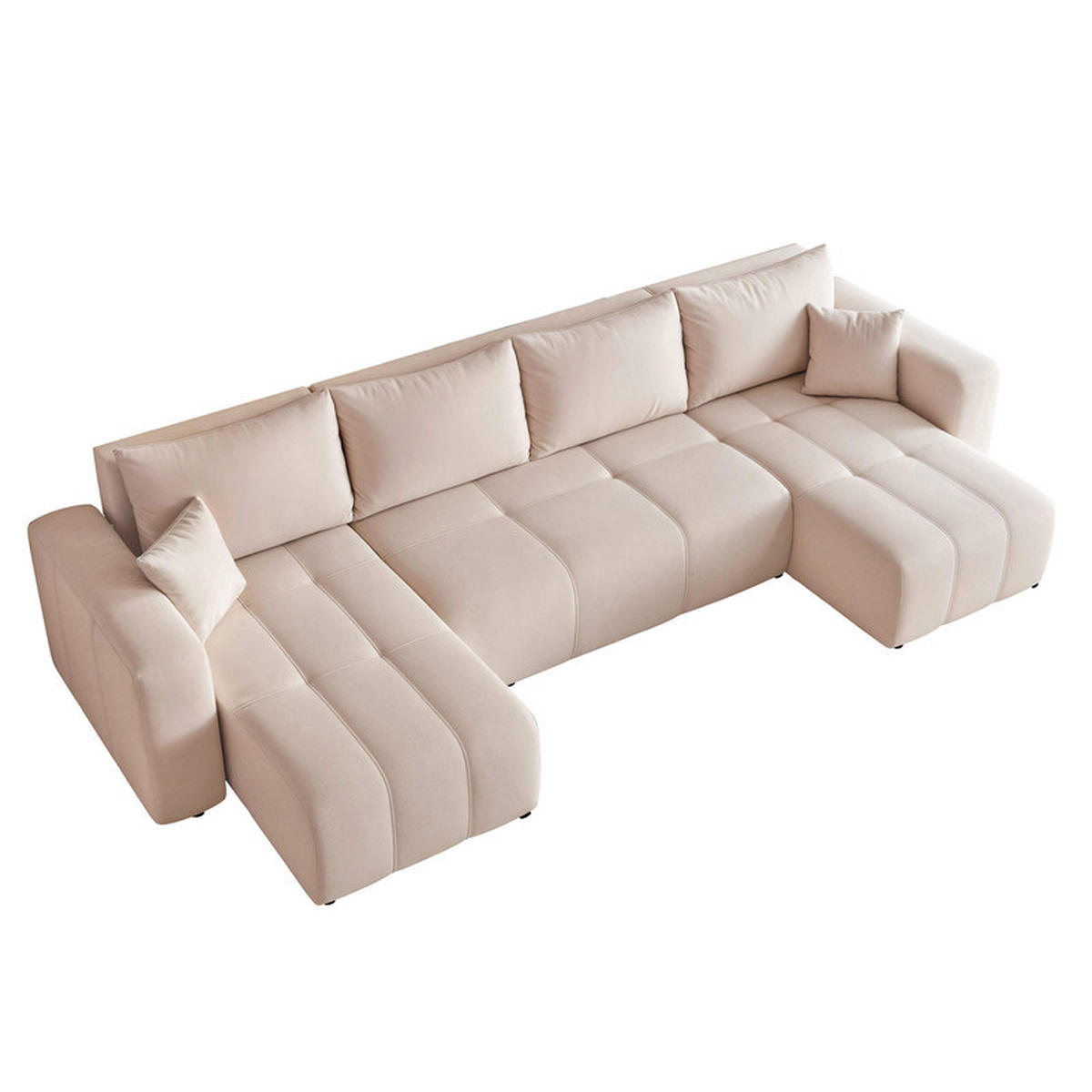 WOHNLANDSCHAFT PEDRO mit Schlaffunktion und Bettkasten Beige - Beige, Holzwerkstoff/Kunststoff (318/79/145cm) - Idohome