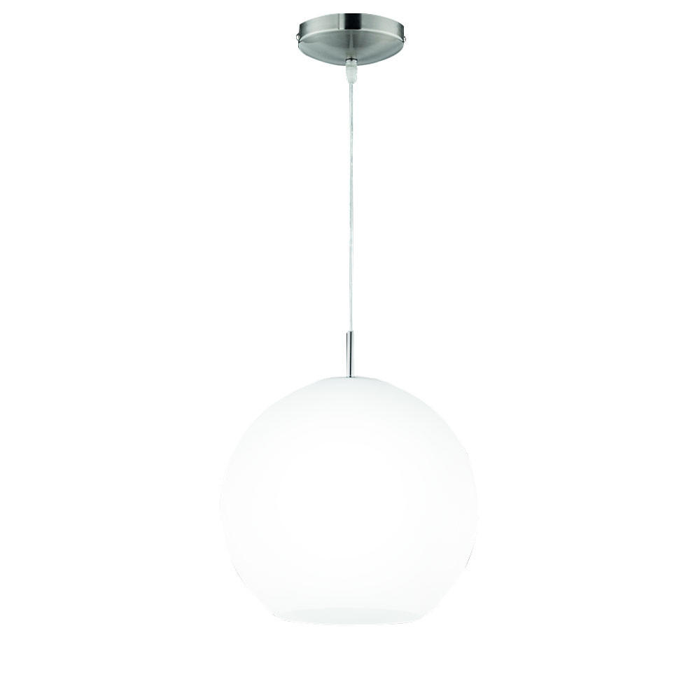 LED HÄNGELEUCHTE MOON Glas Weiß Nickel - Weiß, Glas (30/30/150cm)