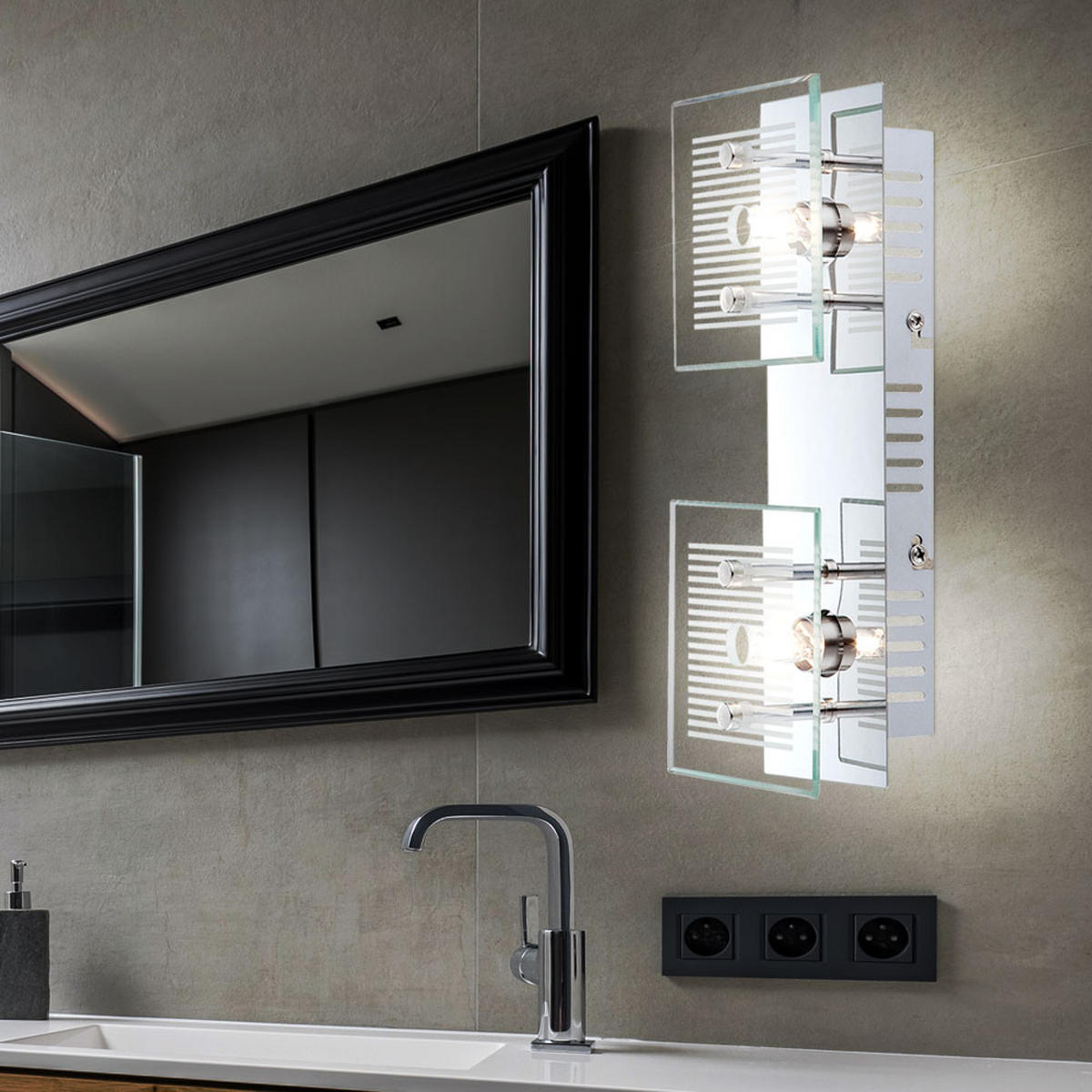 LED WANDLEUCHTE GILMA Metall Silber - Silberfarben, Glas (10/7.5/25cm) - Globo Lighting