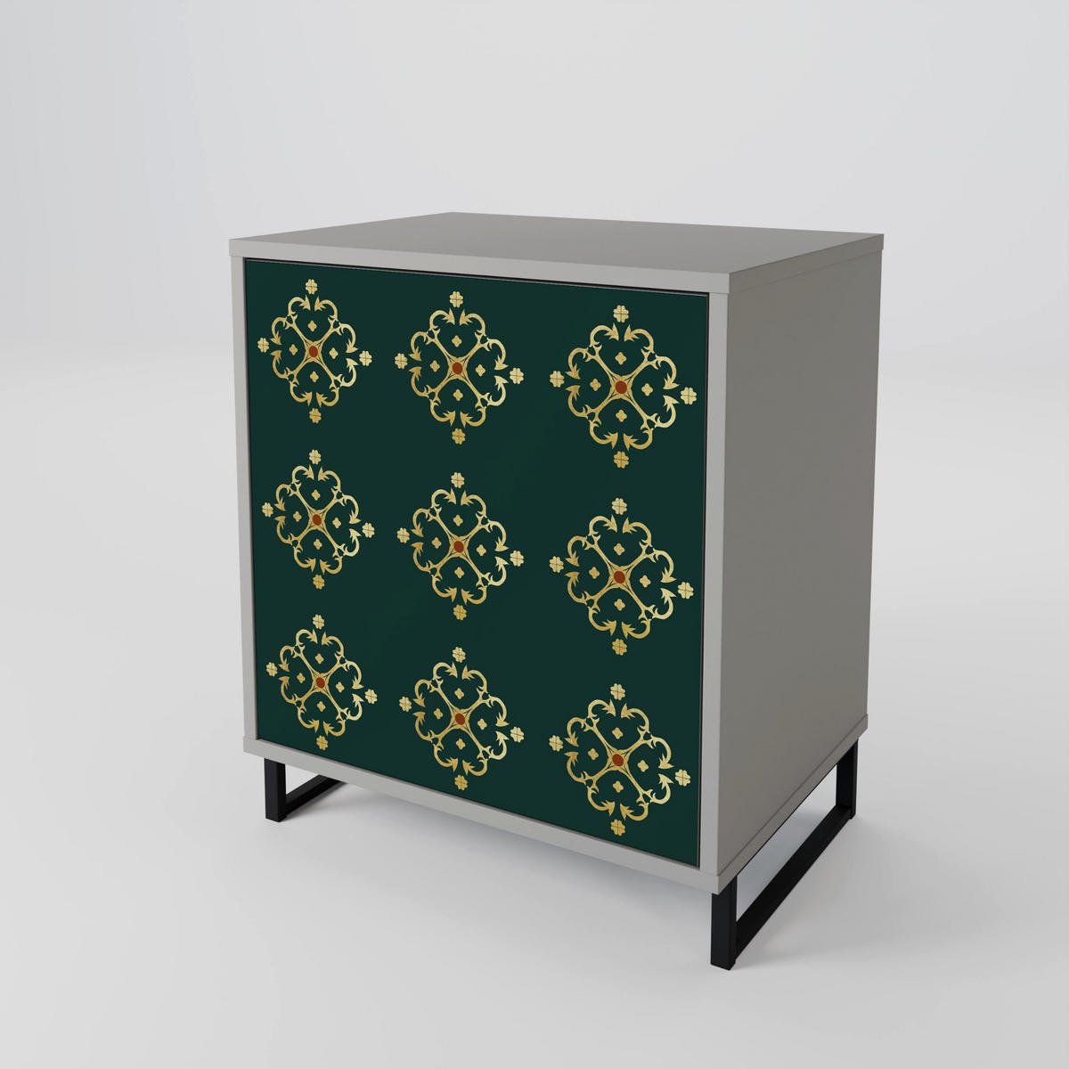 SIDEBOARD ROYAL MEDALLION, Grau, 57,5x42x57,5 cm, Ohne Füße - Multicolor/Grau, Holzwerkstoff (57.5/57.5/42cm) - SpaceRebels