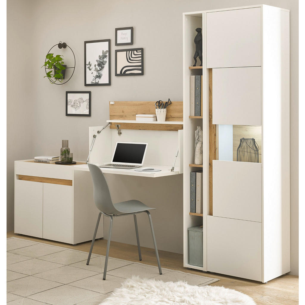 Thumbnail - Furn.Design Aktenschrank, Weiß, Eiche Wotan, Holzwerkstoff, Nachbildung,Eiche, Uni, Holz Optik, 7 Fächer, 1 Schubladen, ...