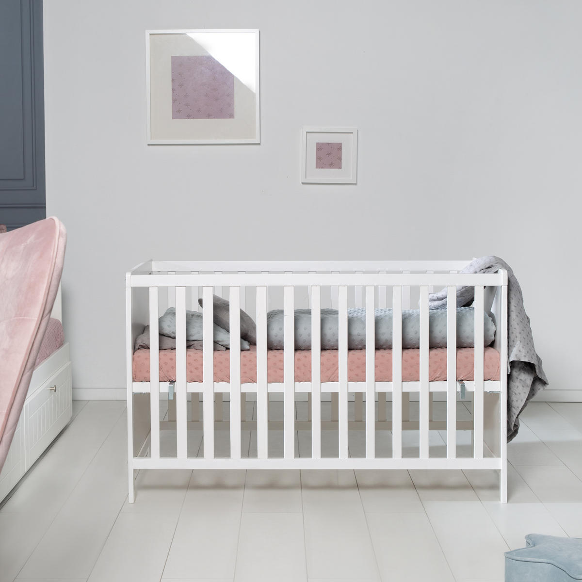 BABYBETT mit Matratze 60 x 120 cm - Weiß, Holzwerkstoff (60/120cm) - Roba