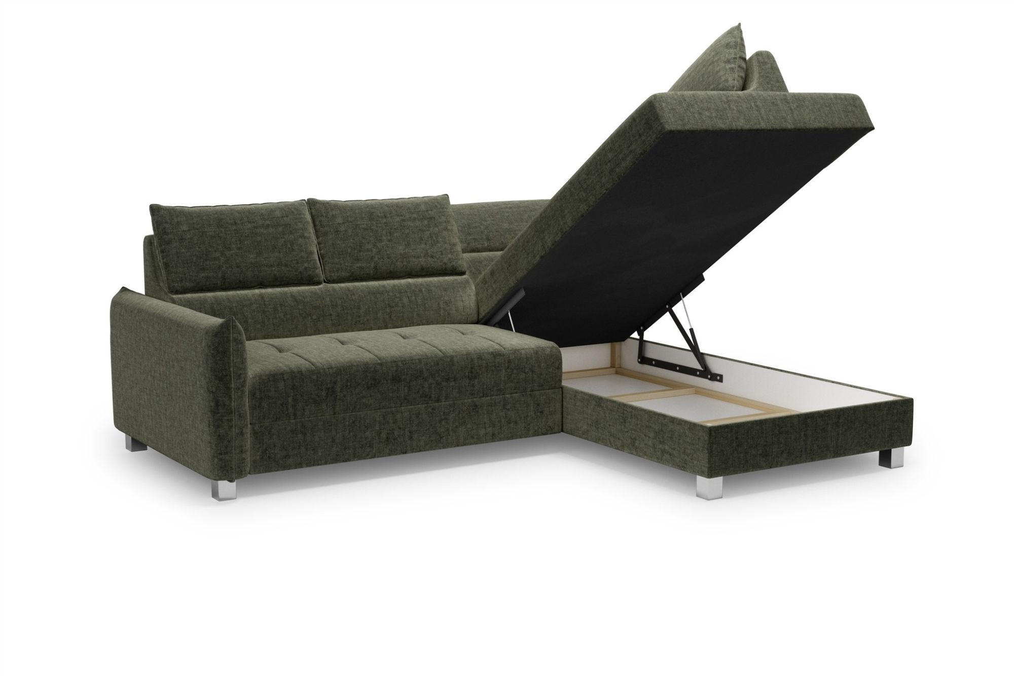 Thumbnail - Fun Möbel Ecksofa, Grün, Textil, Ottomane rechts, 260x200 cm, Wohnzimmer, Sofas & Couches, Wohnlandschaften, Ecksofas