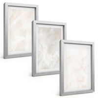 BILDER SET 3er Set - 20x30 cm Silberner Rahmen - Die Struktur von elegantem Marmor - Silberfarben, Kunststoff (20/30cm) - TULUP