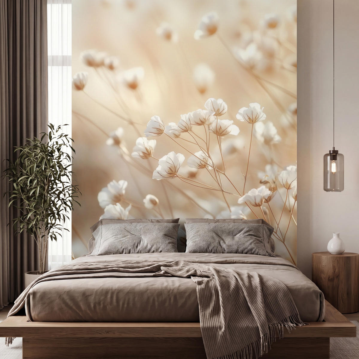 TAPETE - Wild - Blumen - Weiß - 200x280 cm - Creme, Papier (200/280cm) - OnlyWow