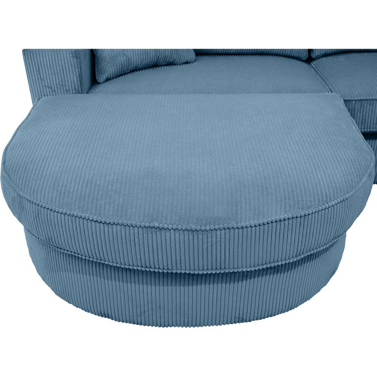 ECKSOFA Pablo ohne Schlaffunktion, mit abgerundeter Ottomane, links, Blau - Blau, Textil (319/196cm) - Beautysofa