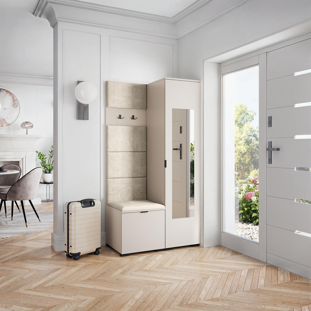 GARDEROBENSCHRANK VIRA 95/181/51 cm Modern Kaschmir - Kaschmir/Ecru, Holzwerkstoff (95/181/51cm) - MASSENO