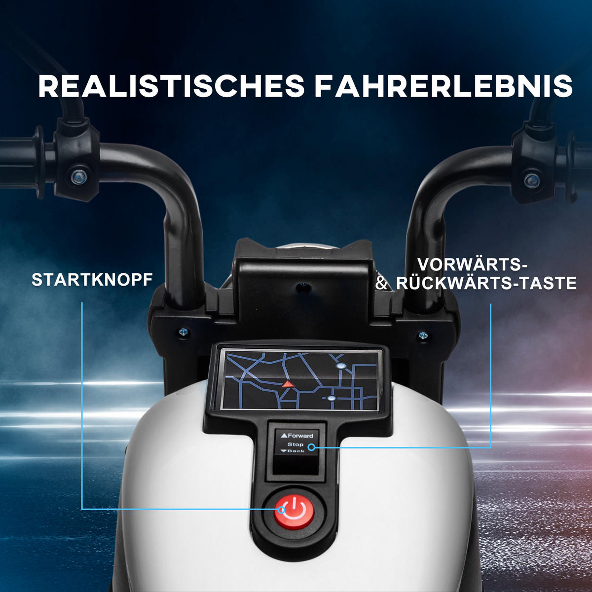 ELEKTROMOTORRAD - Schwarz/Weiß, Kunststoff/Metall (76/42/57cm) - HOMCOM