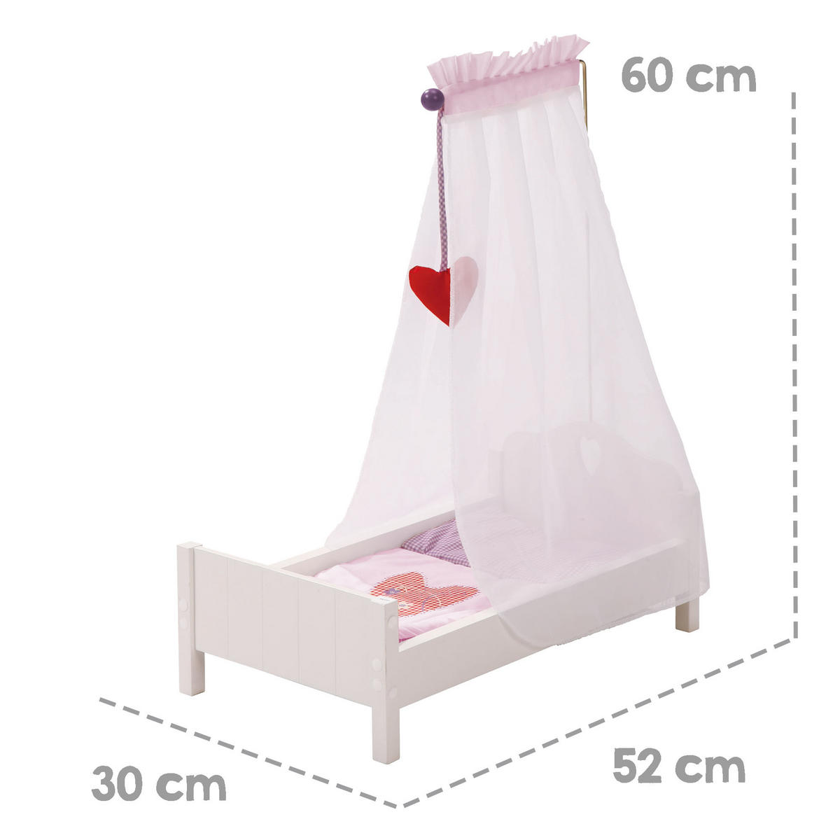 PUPPENSTANDBETT Fienchen - Weiß, Holzwerkstoff (30/60/52cm) - Roba