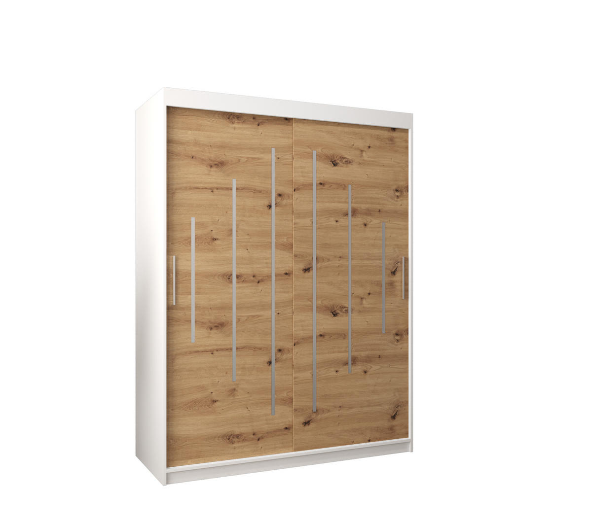 SCHWEBETÜRENSCHRANK 200/150/62 2-türig - Silberfarben/Eiche Artisan, Holz/Kunststoff (150/200/62cm) - Abiks Möbel