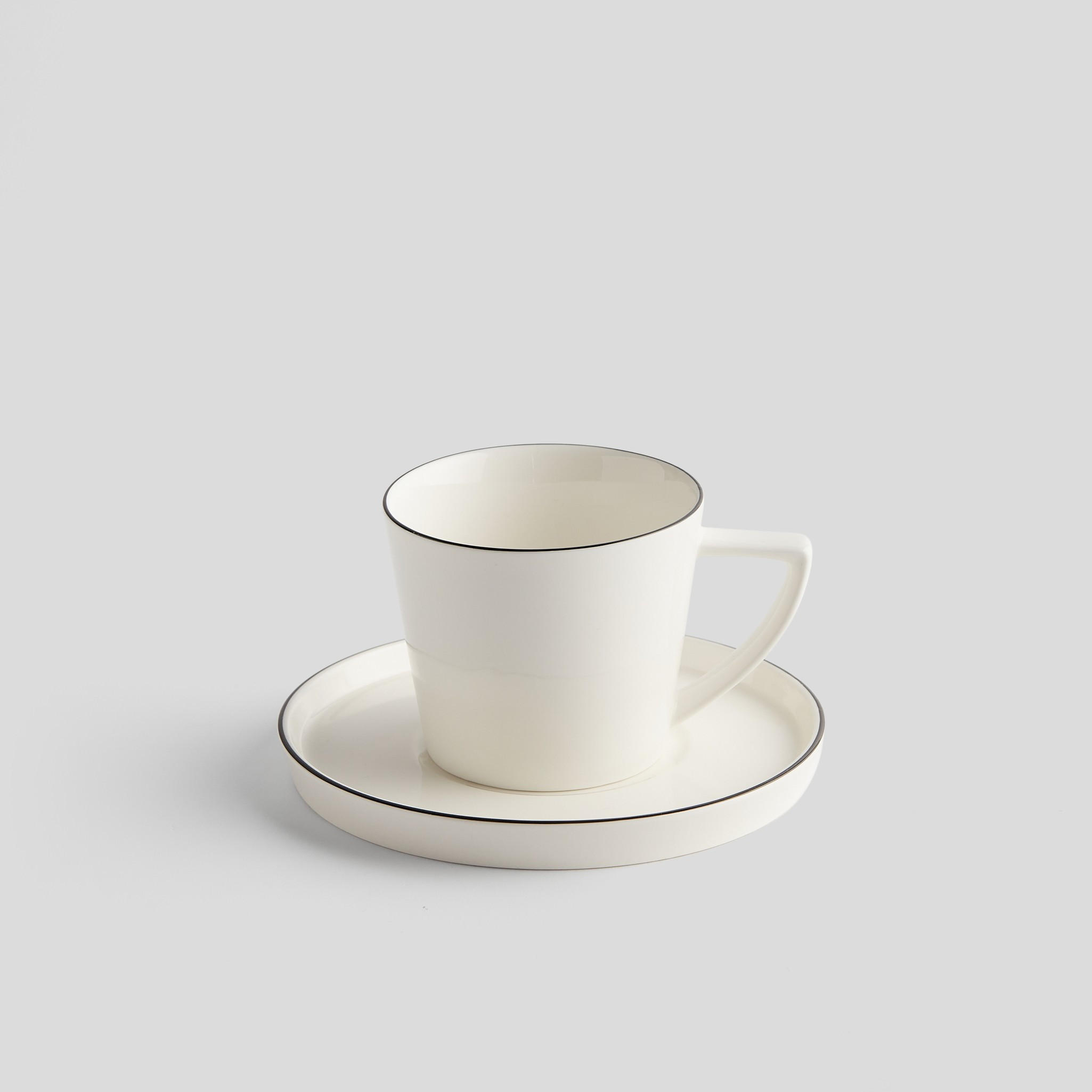 TASSE MIT UNTERTASSE Rimo - Schwarz, Keramik (0.22L) - home&you