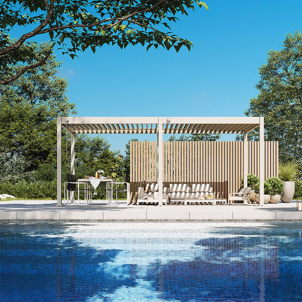 PERGOLA Classic Aluminium freistehend 3 x 6 M Ivory Sand - Beige, Metall (300/255/600cm) - WEIDE