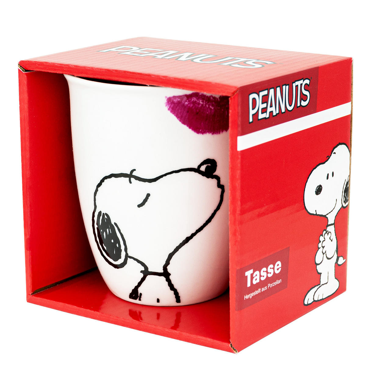 KAFFEEBECHER The Peanuts Snoopy Ein Kuss am Morgen Weiß 280 ml - Multicolor, Keramik (0.28L) - United Labels