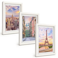 BILDER SET 3er Set - 20x30 cm Weißer Rahmen - Städte New York Paris Dämmerung - Weiß, Kunststoff (20/30cm) - TULUP
