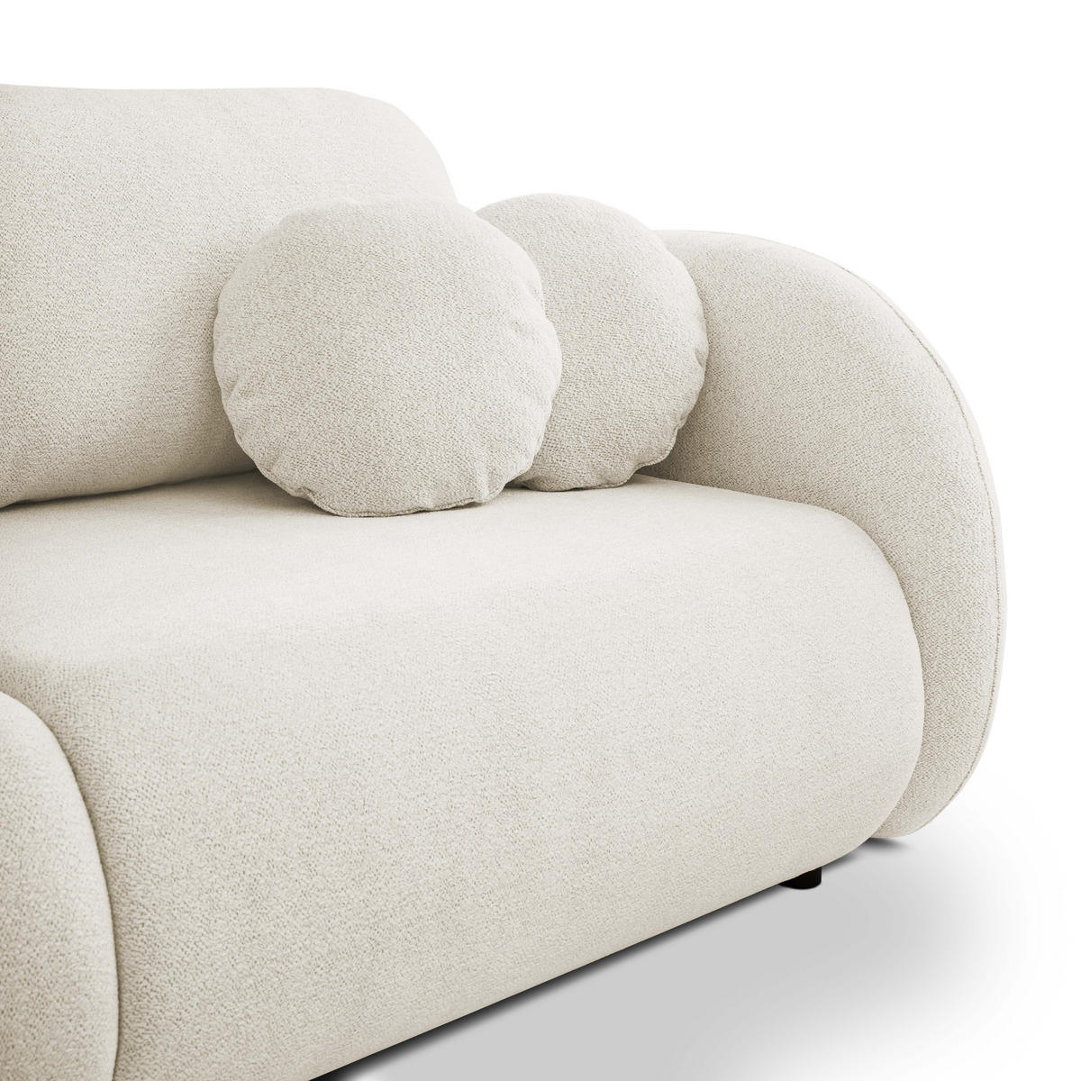 SOFA LOOP Schlaffunktion & Bettkasten PUR-Schaum Schwarze Kunststofffüße skandinavischer Stil lose Rückenkissen freistehend 234x112x86 cm White - Weiß, Holz/Textil (234/86/112cm) - DomoHome