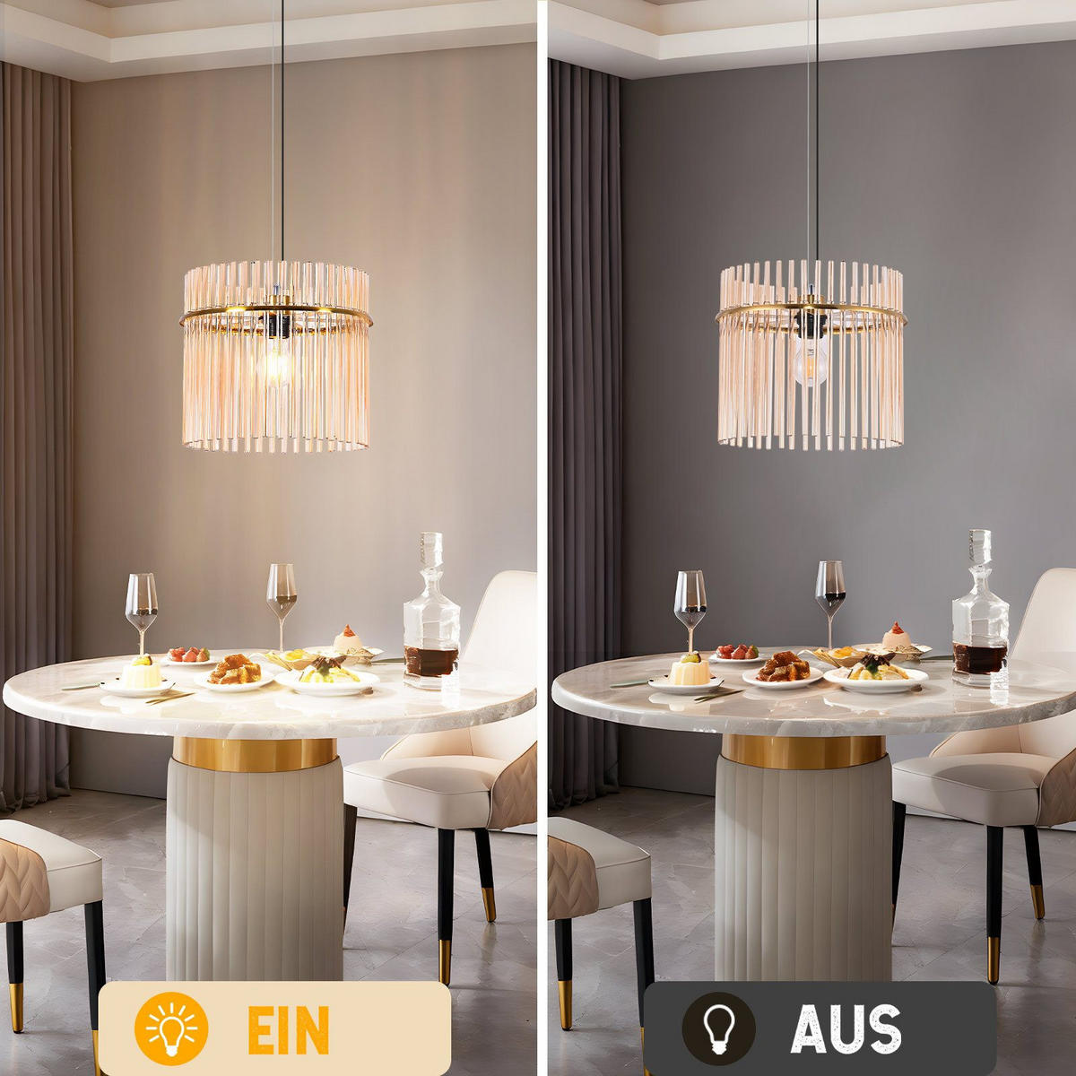 PENDELLEUCHTE AURA Ⅲ 30/10/150 cm - Goldfarben, Metall (30/10/150cm) - Nettlife