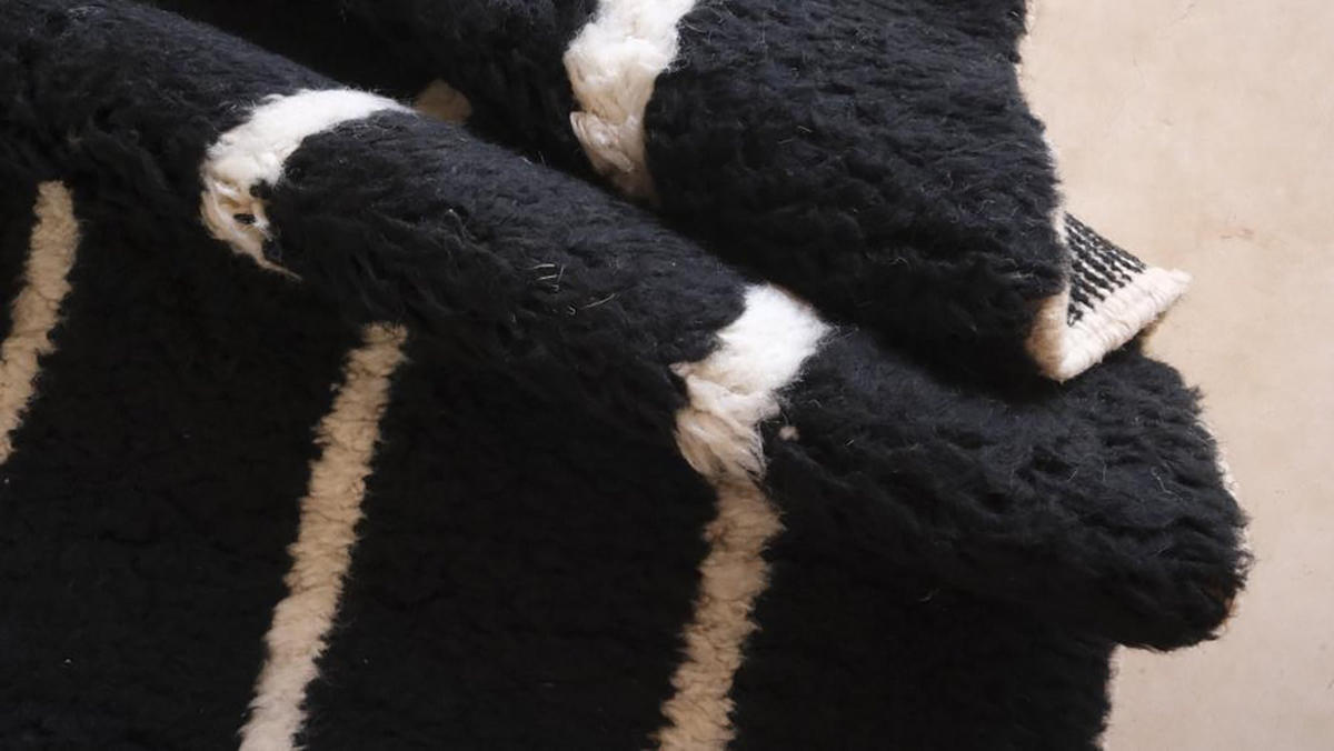 BERBERTEPPICH aus Marokko aus reiner Wolle 200x 300 cm - Schwarz, Naturmaterialien (200/300cm) - AFK Living