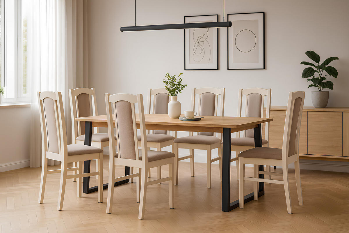 ESSZIMMERSTUHL - Set 2x Bos 7 kaschmir, opium 20 - Graubraun/Cappuccino, Holz (43/96/40cm) - Leaf Design