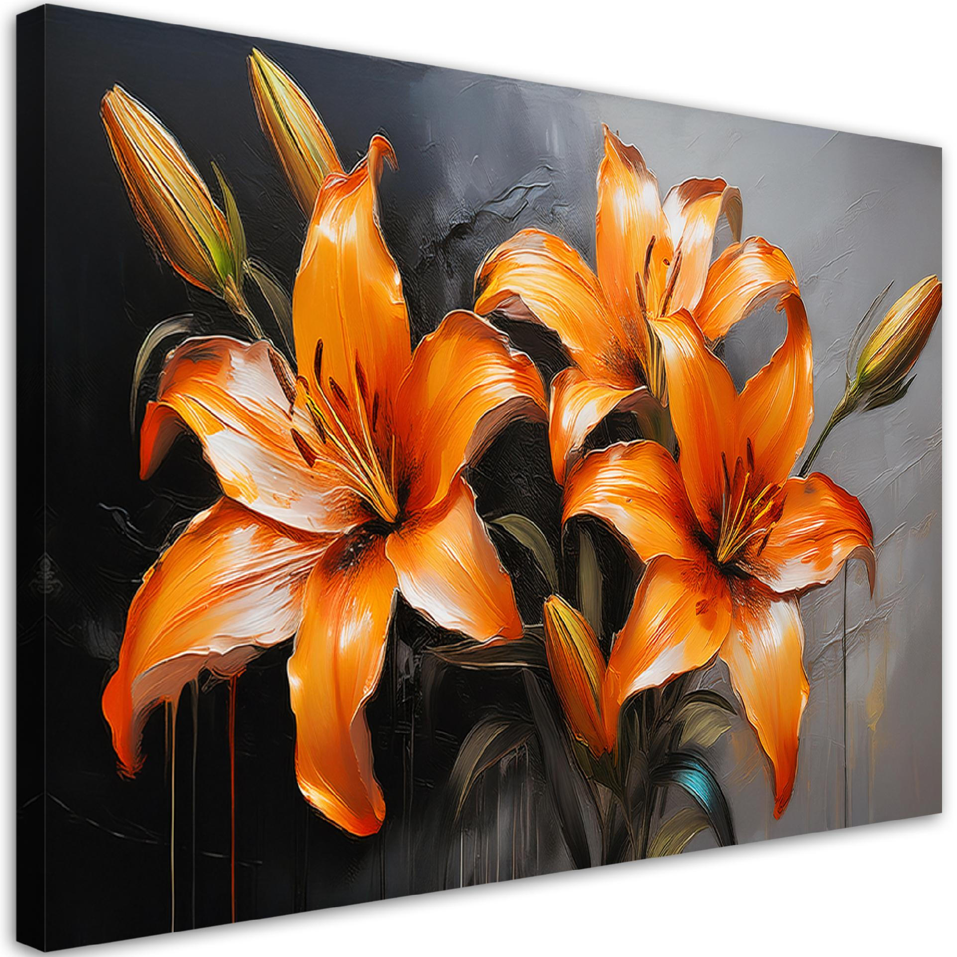 WANDBILD lilienblüten orange - Orange, Textil (60/40cm) - Feeby