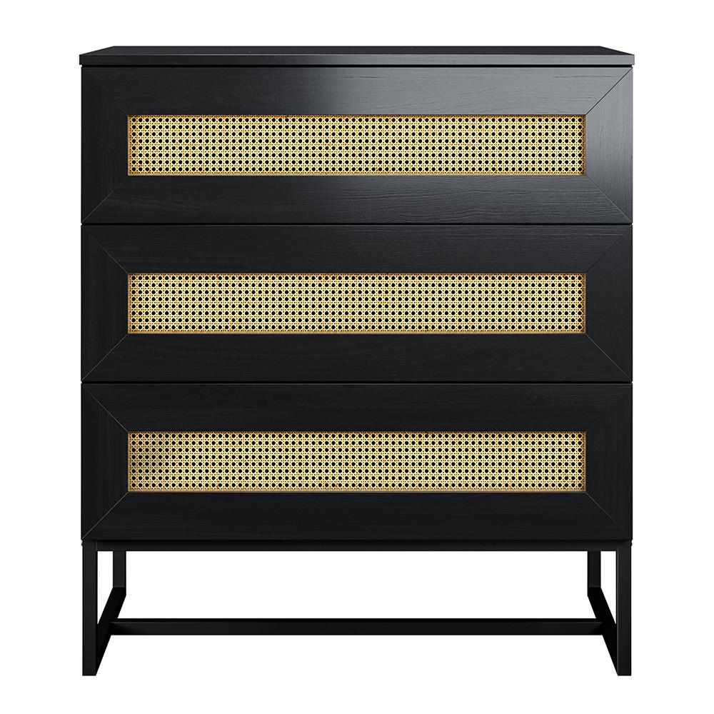 SIDEBOARD mit 3 Schubladen Kerals in Schwarz 80 cm - Schwarz, Holzwerkstoff/Metall (80/90/40cm) - Selsey