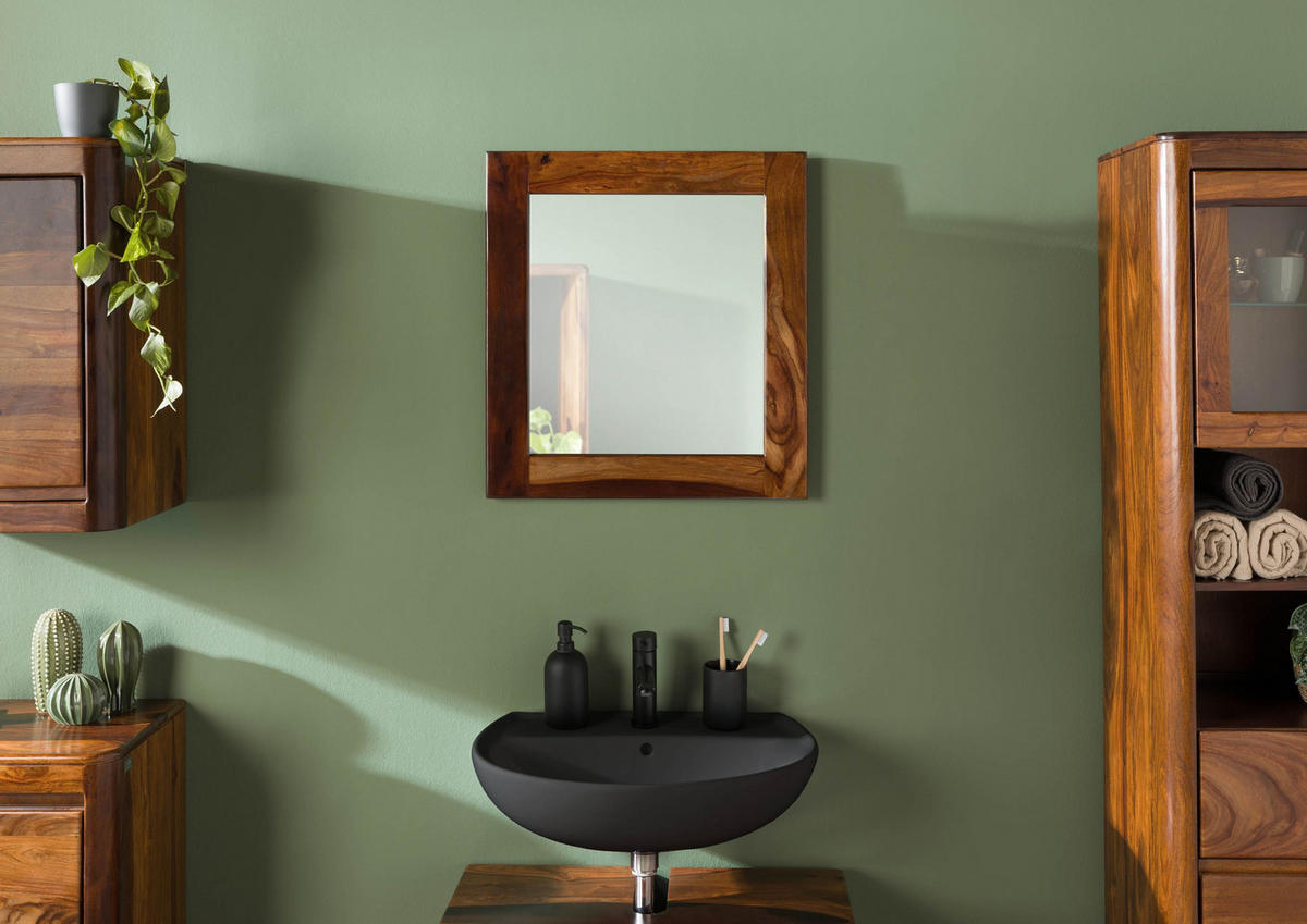 SPIEGEL Sheesham 60x3x65 walnuss lackiert TORONTO #314 - Dunkelbraun, Holzwerkstoff (60/65/3cm) - Massivmoebel24