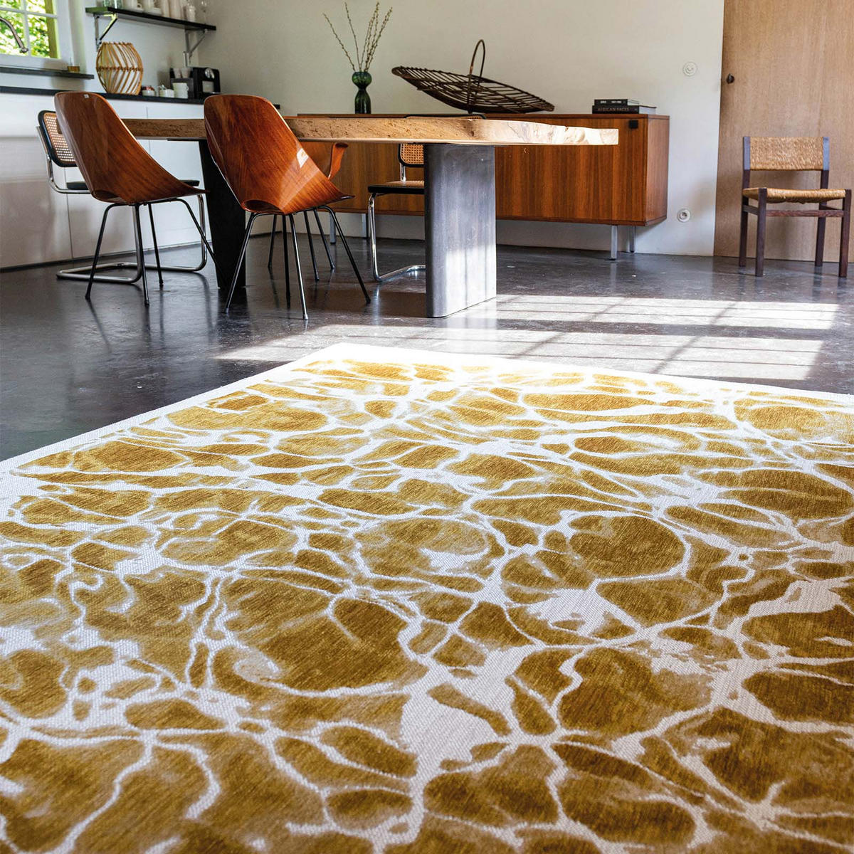 TEPPICH Flachgewebe GOLD WAVES Gelb 240 x 340 cm - Gelb, Textil (240/340cm) - Novatrend