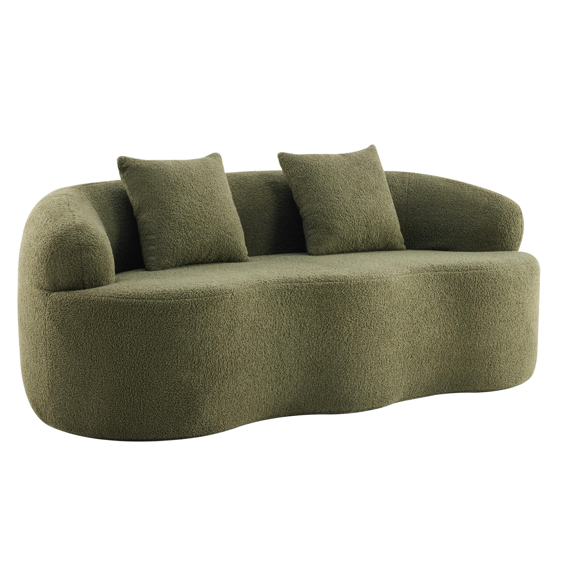 2-SITZER-SOFA mit geschwungener Form, Federkernpolsterung und runden Armlehnen, Grün - Grün, Kunststoff (170/70/89cm) - Redom