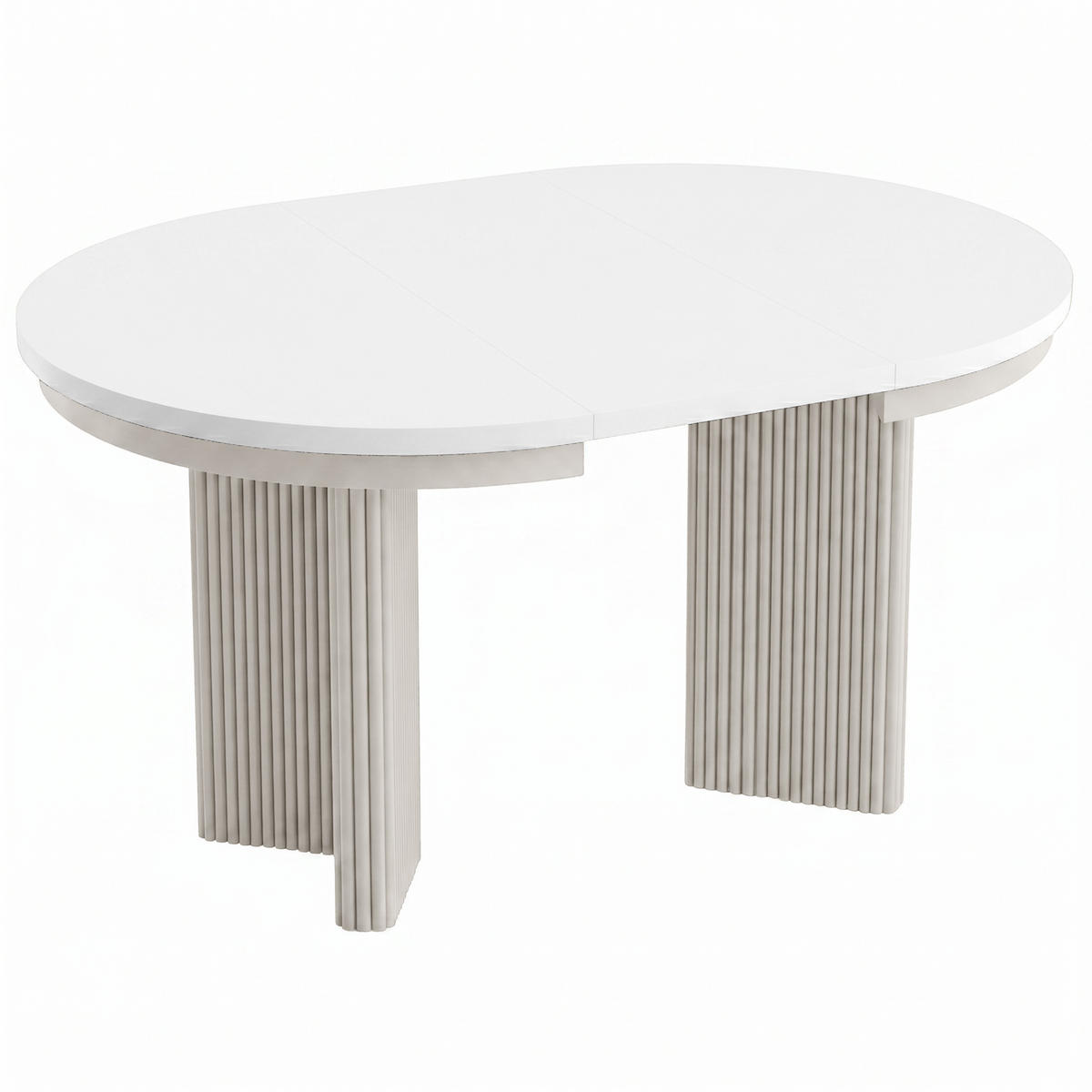 ESSTISCH Prestige runder Design-Tisch, ausziehbar Ø 120–200 cm, Weiß+Kaschmir-Beine - Kaschmir/Weiß, Metall (120/120/77cm) - Beautysofa