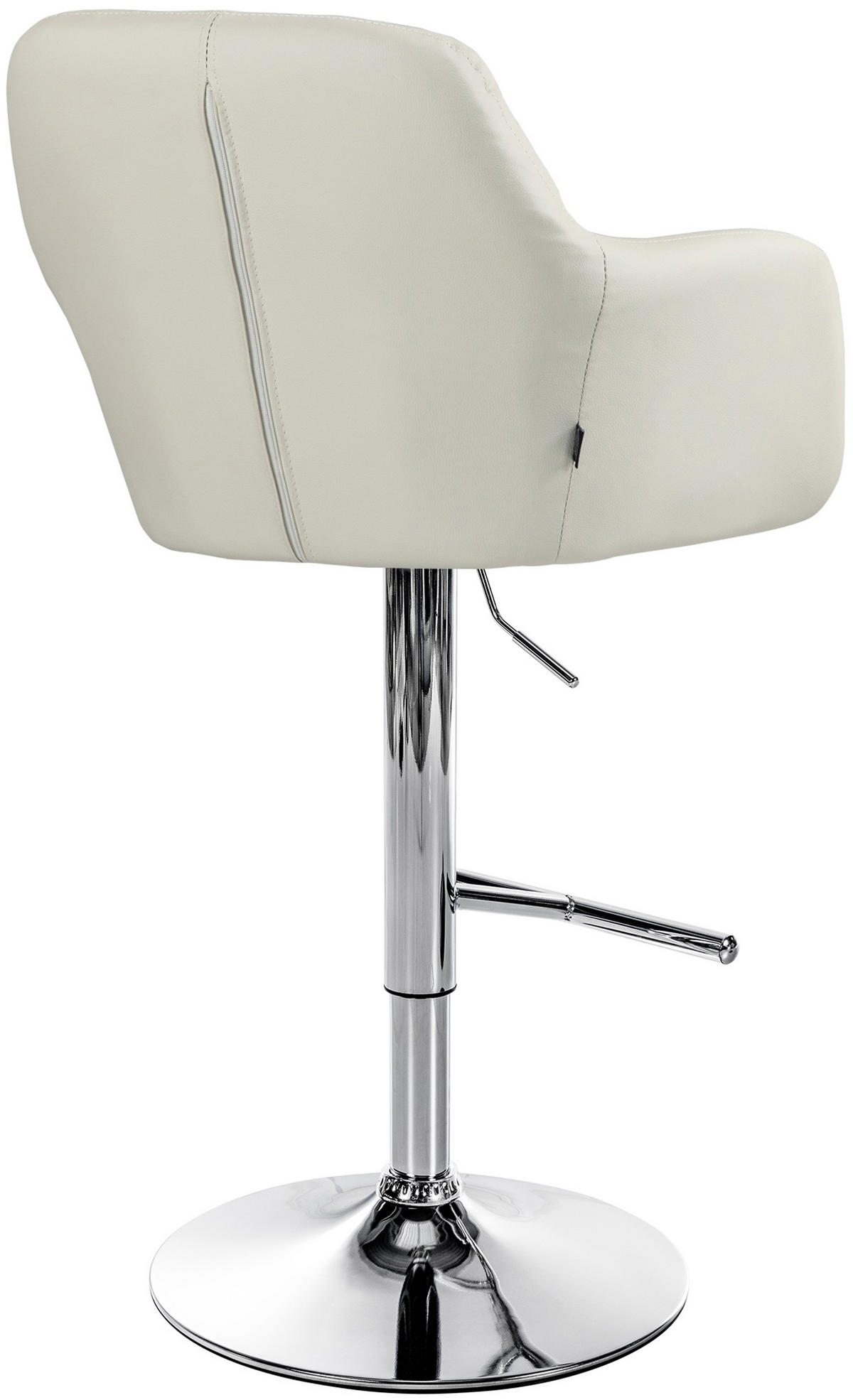 BARHOCKER Nardo Kunstleder chrom creme - Chromfarben/Creme, Kunststoff/Metall (57/118/59cm) - TPFLiving
