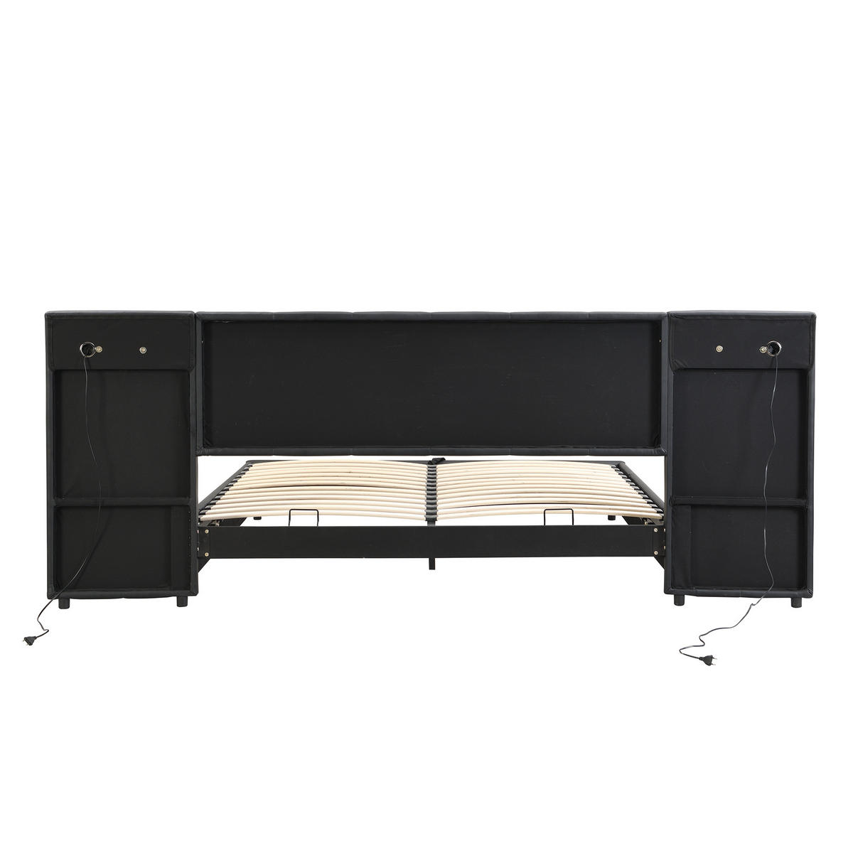 STAURAUMBETT 180/200 cm DE-02539, mit USB, kabellosem Laden und LED, in Schwarz - Schwarz, Metall (180/200cm) - ComfortXL