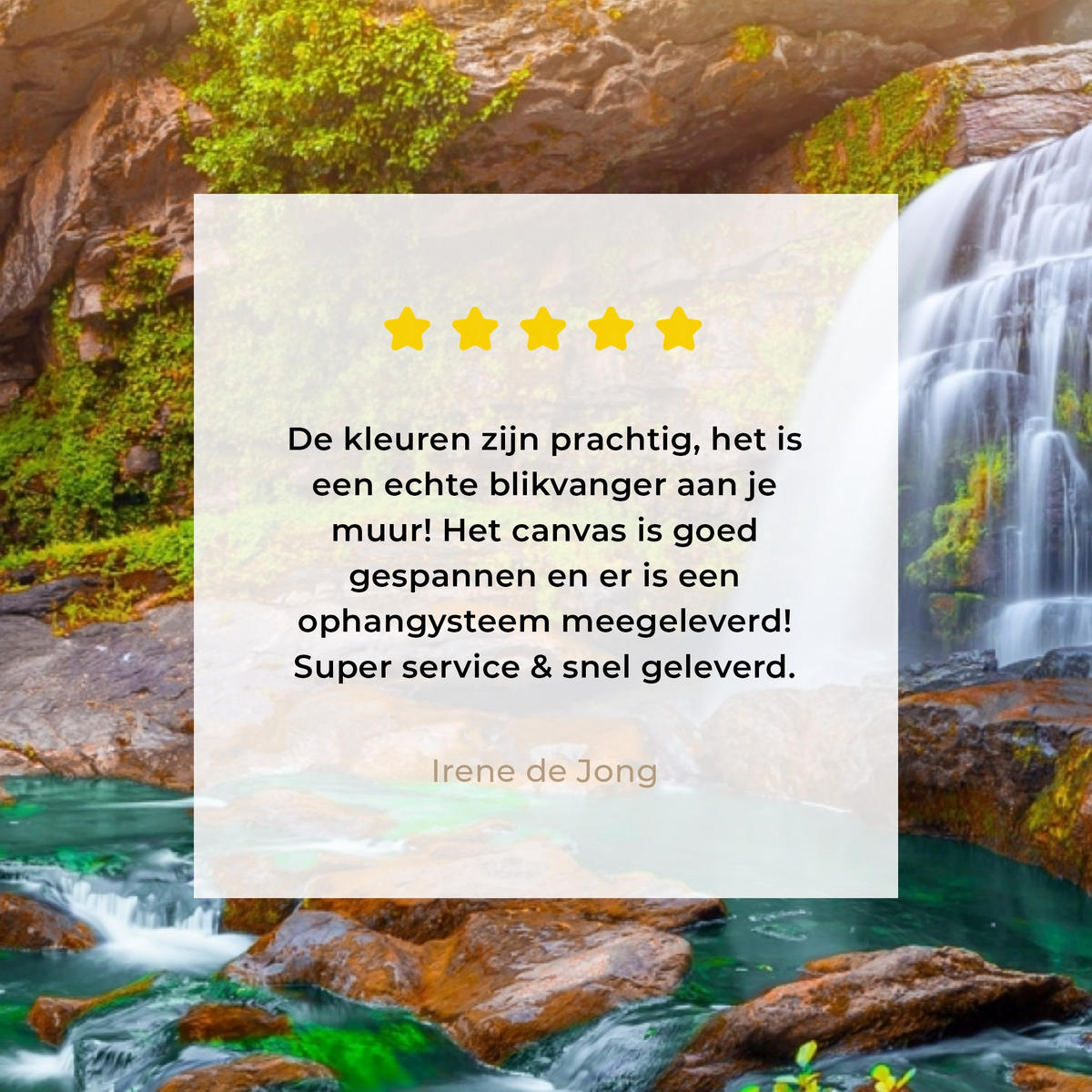 LEINWANDBILD Natur - Wasserfall - Pflanzen - Bäume - Sonne Wandbild 40x30 cm - Olivgrün, Textil (40/30cm) - MuchoWow