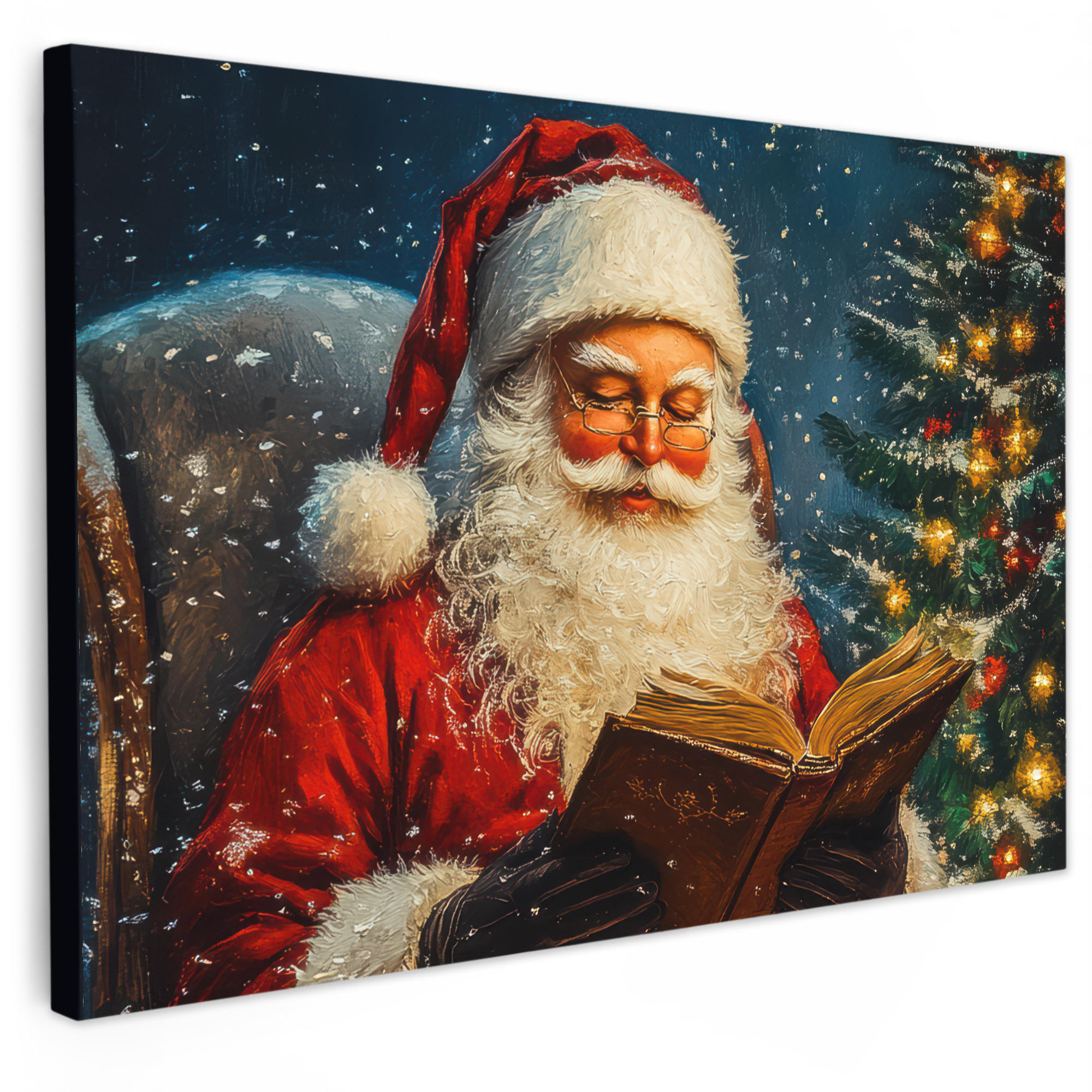 MuchoWow OBRAZ NA PLÁTNĚ Otec Vánoc - Vánoce - Zima - Vánoční stromek 30x20 cm
