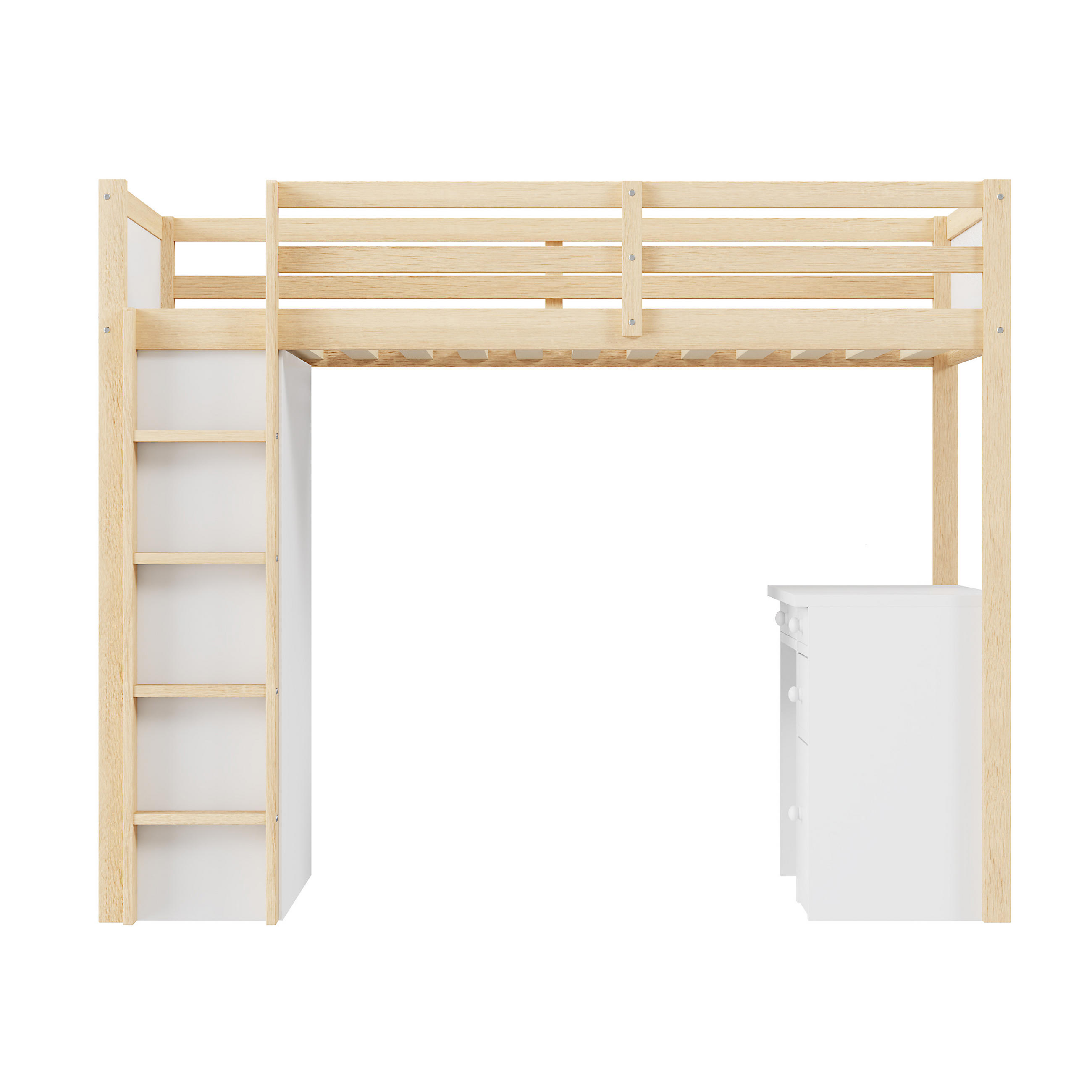 HOCHBETT 90/200 cm aus Holz mit Stauraum und Computertisch - Naturfarben, Holzwerkstoff (90/200cm) - OKWISH