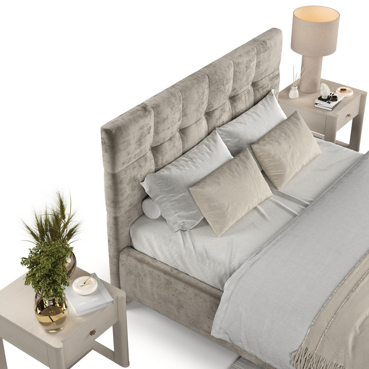 POLSTERBETT Cora 140/200 cm Beige im Lotta Stoff - Beige/Naturfarben, Holz/Holzwerkstoff (140/200cm) - AltaBeds