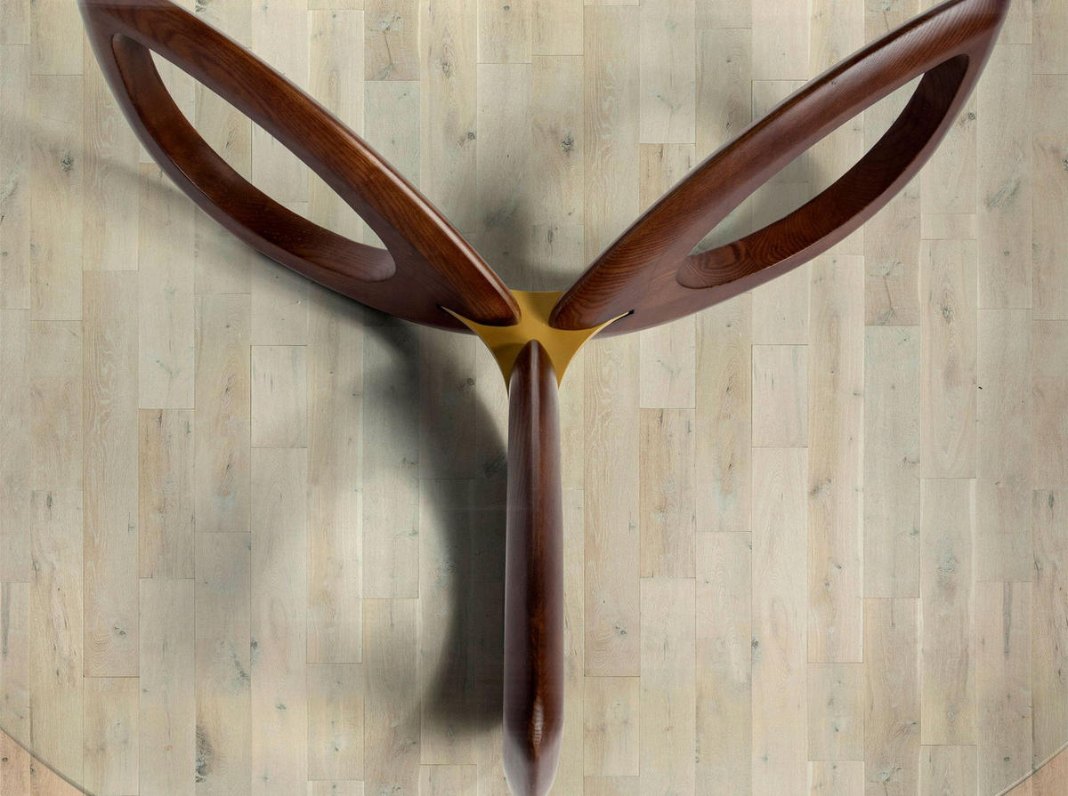 COUCHTISCH Runder aus gehärtetem Glas und Nussbaumholz Ø120/38 cm - Transparent/Walnussfarben, Glas/Holz (120/120/38cm) - ANGEL CERDA