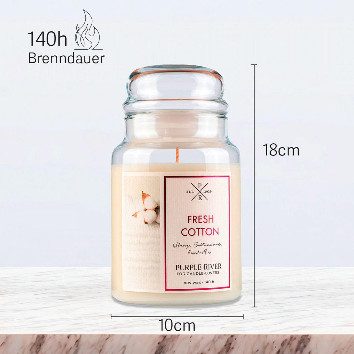 DUFTKERZE Purple River - Weiß, Naturmaterialien/Glas (18cm)